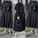 کت و سارافون زنانه مدل ساحل رنک مشکی